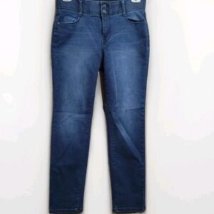 Nine West Tummy Control Straight Leg Jeans Sz 8 x 30 Dark Wash Mid Rise Stretch